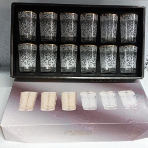 12-Piece Deluxe Tea Glass Set – Clear Glass With Gold & Silver